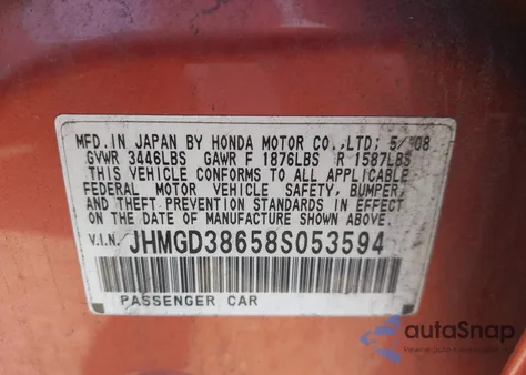 2008 Honda Fit Sport z USA, uszkodzony, nr VIN JHMGD38658S053594